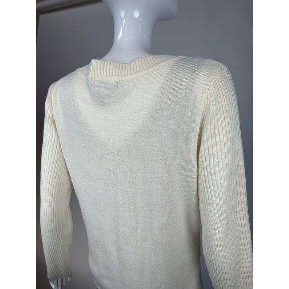 Womens Verve Ami Ivory Cable Knit Sweater Ribbed Acrylic Blend Long Sleeves XL - Picture 6 of 16
